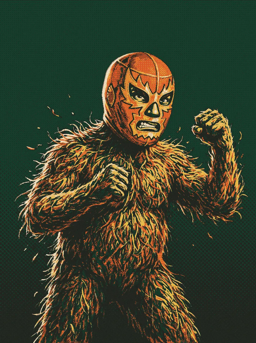 Kochia Kid, a tumbleweed heel in an orange luchador mask
