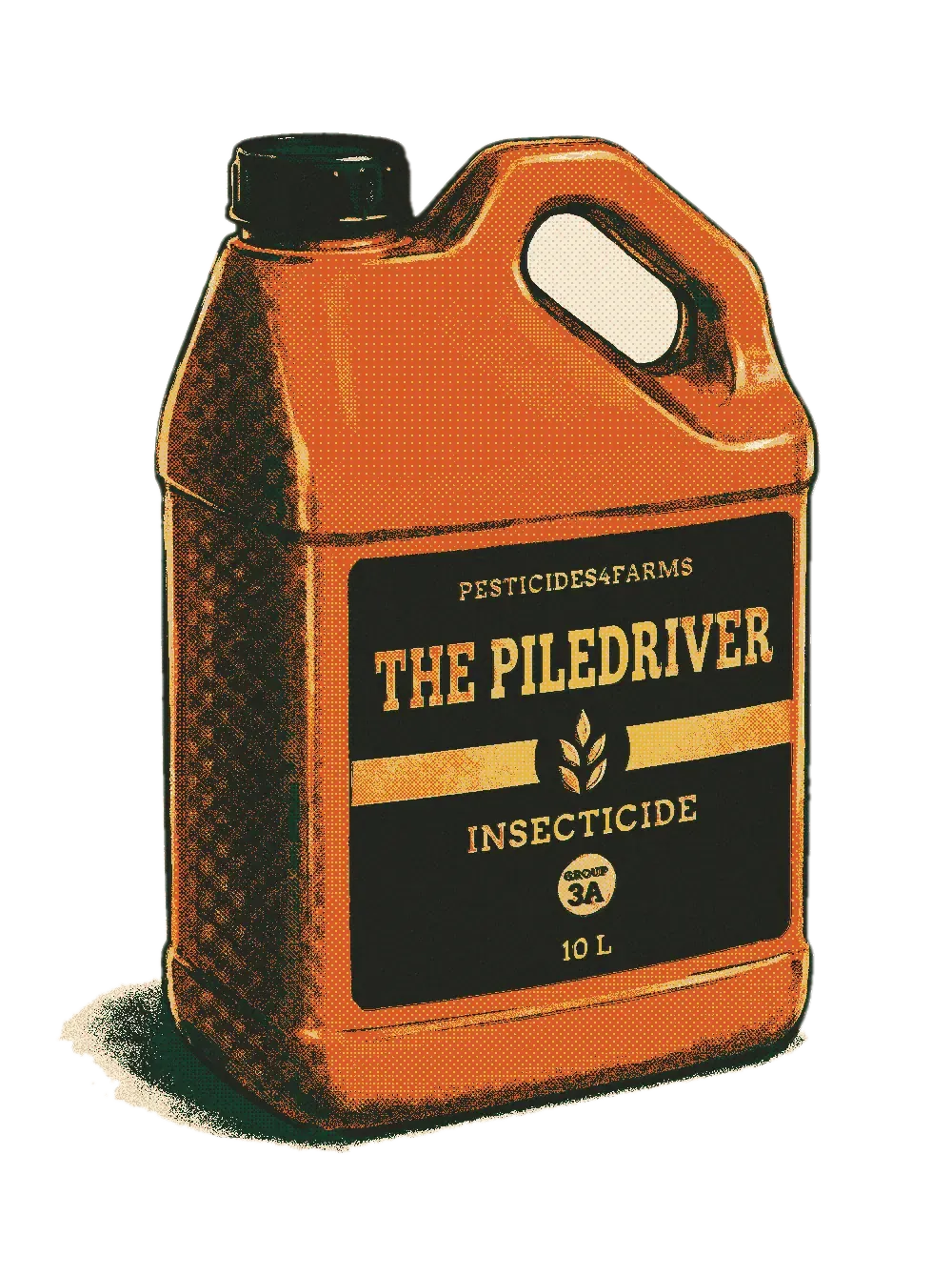 Jug of The Piledriver insecticide